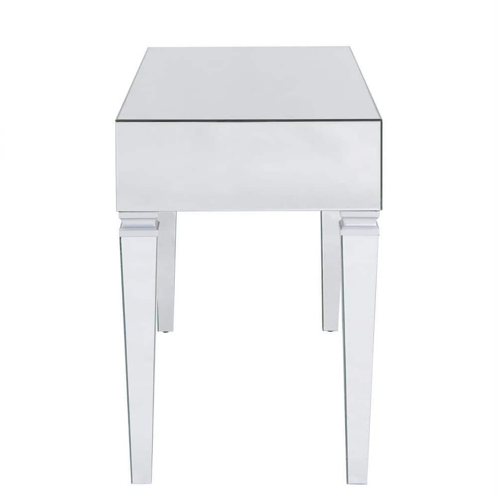Glamorous Brown Mirrored Desk with 3 Felt-Lined Drawers