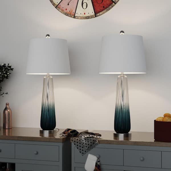 Richmond 28 .75" Gradient Blue Bedside Table Lamp Set (Set of 2)