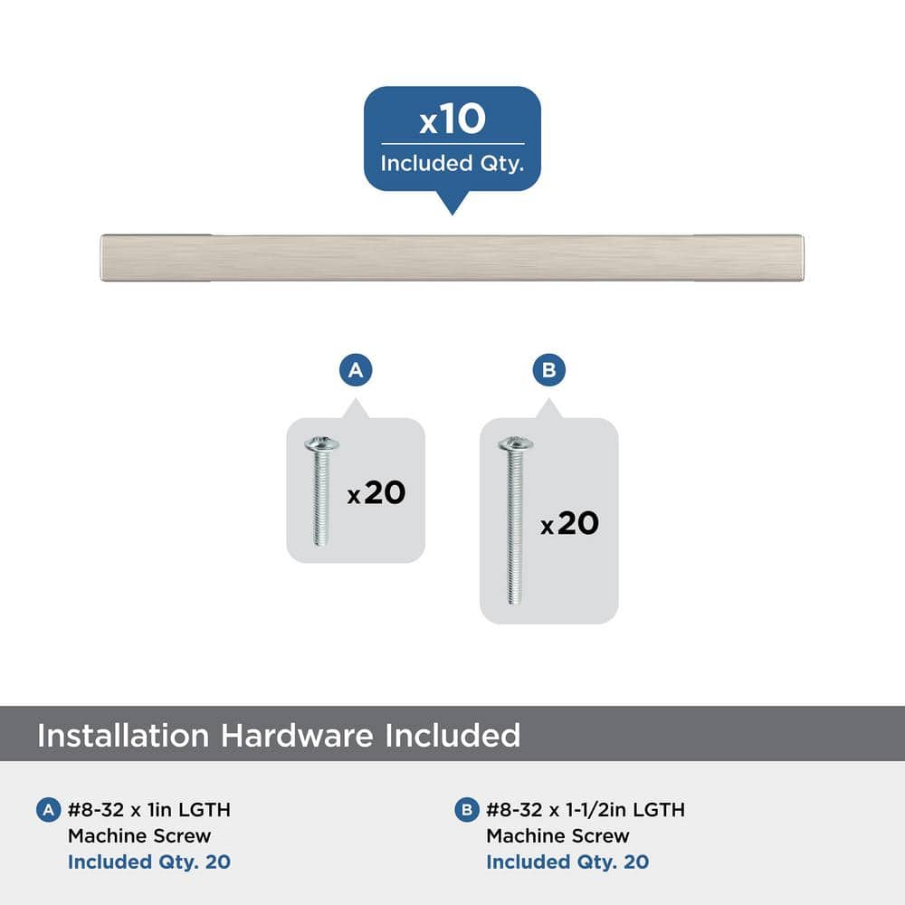 Satin Nickel 4.88" Modern Cabinet Pulls with Mounting Hardware