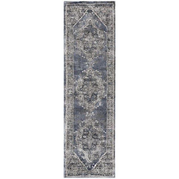 HomeRoots 2 ft. x 8 ft. Ivory Floral Washable Area Rug 2000569644 - The ...