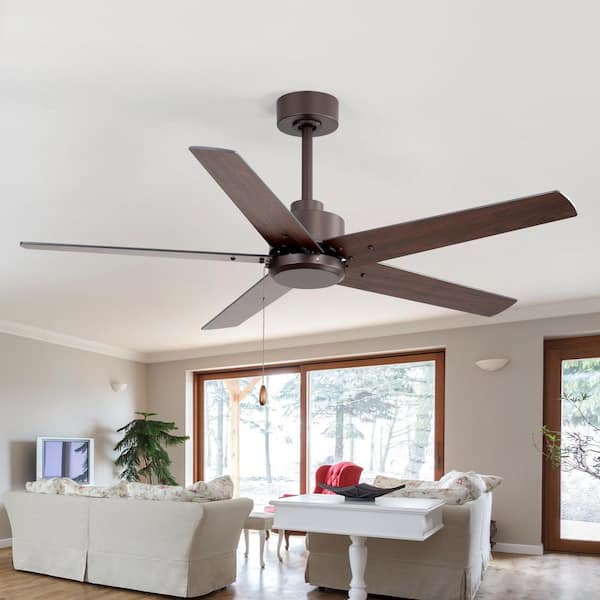 Sunil 52 in. Indoor 3-Speed Oil Rubbed Bronze Ceiling Fans with Pull Chain and Downrod No Light