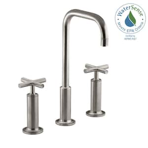 Purist 8 in. Widespread 2-Handle Mid-Arc Bathroom Faucet in Vibrant Brushed Nickel with High Gooseneck Spout