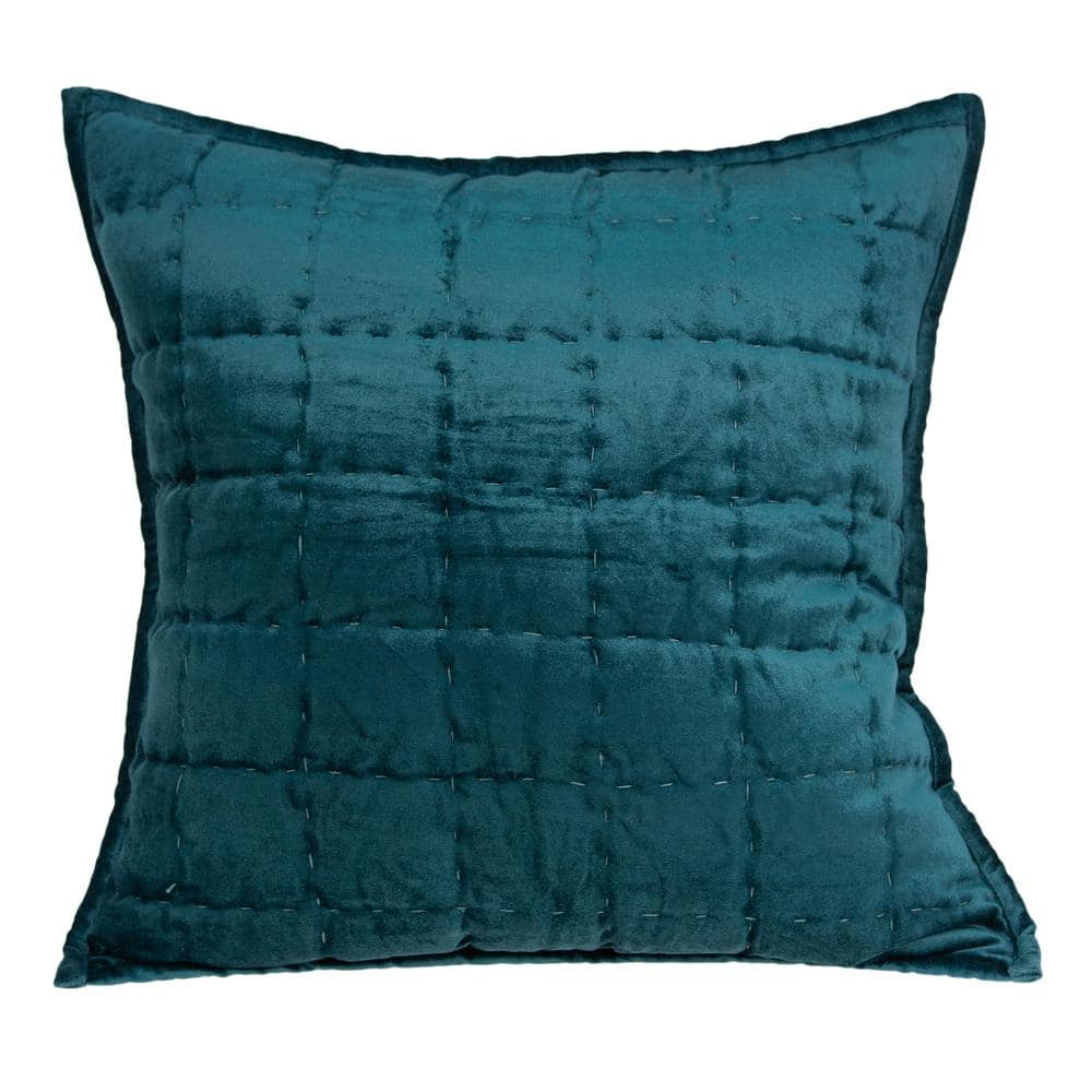 Cyrene 20 x 20 Teal Solid Quilted Throw Pillow PILE11175P - The Home Depot