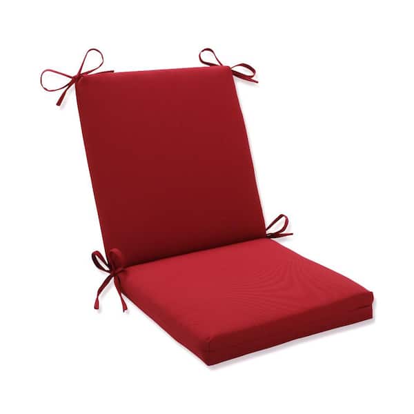 Pillow Perfect Solid Outdoor/Indoor 18 in W x 3 in H Deep Seat, 1-Piece Chair Cushion and Square Corners in Red Pompeii