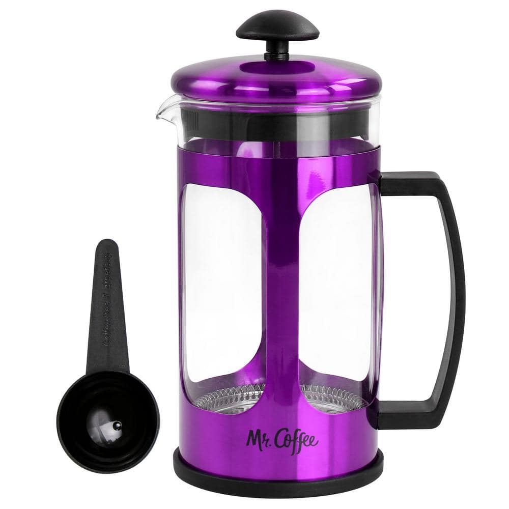 Mr. Coffee 3 Cup Glass and Stainless Steel French Press Coffee Maker in  Purple 985117864M - The Home Depot