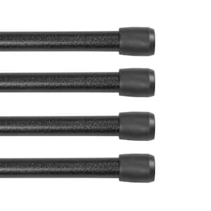 Fast Fit No Tools 28 in. - 48 in. Adjustable Spring Tension Curtain Rod, 7/16 in. Dia. in Black, Set of 4