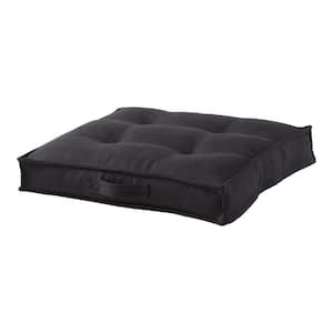 Milo Medium Black Square Tufted Polyester Pillow Dog Bed