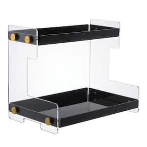 Bathroom Counter Organizer 2-Tier Acrylic Vanity Countertop Perfume Cabinet Makeup Storage Modern Holder in Black