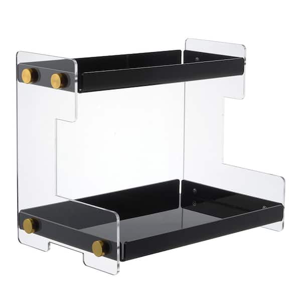 BWE Bathroom Counter Organizer 2-Tier Acrylic Vanity Countertop Perfume Cabinet Makeup Storage Modern Holder in Black