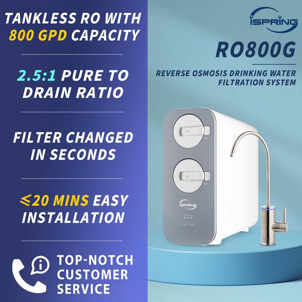 Buy RO800G Tankless RO Reverse Osmosis Water Filtration System, 800 GPD