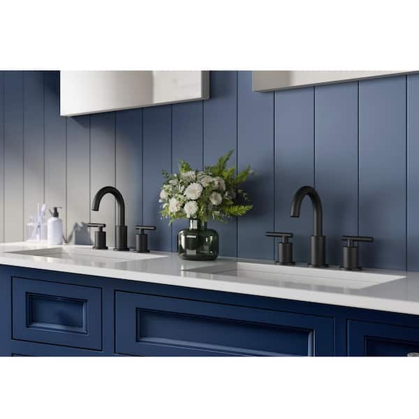 MYHB Matte Black 2-Handle Widespread Bathroom Faucet – 8-Inch, 3-Hole Sink Mount