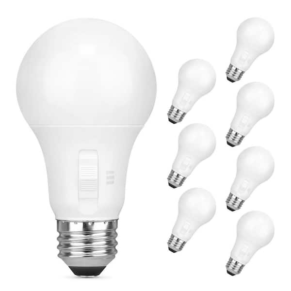 40-Watt Equivalent A-Style A19 Non-Dimmable CEC LED Light Bulb W/Selectable Color Temperature (2700K/3000K/5000K)8-Pack