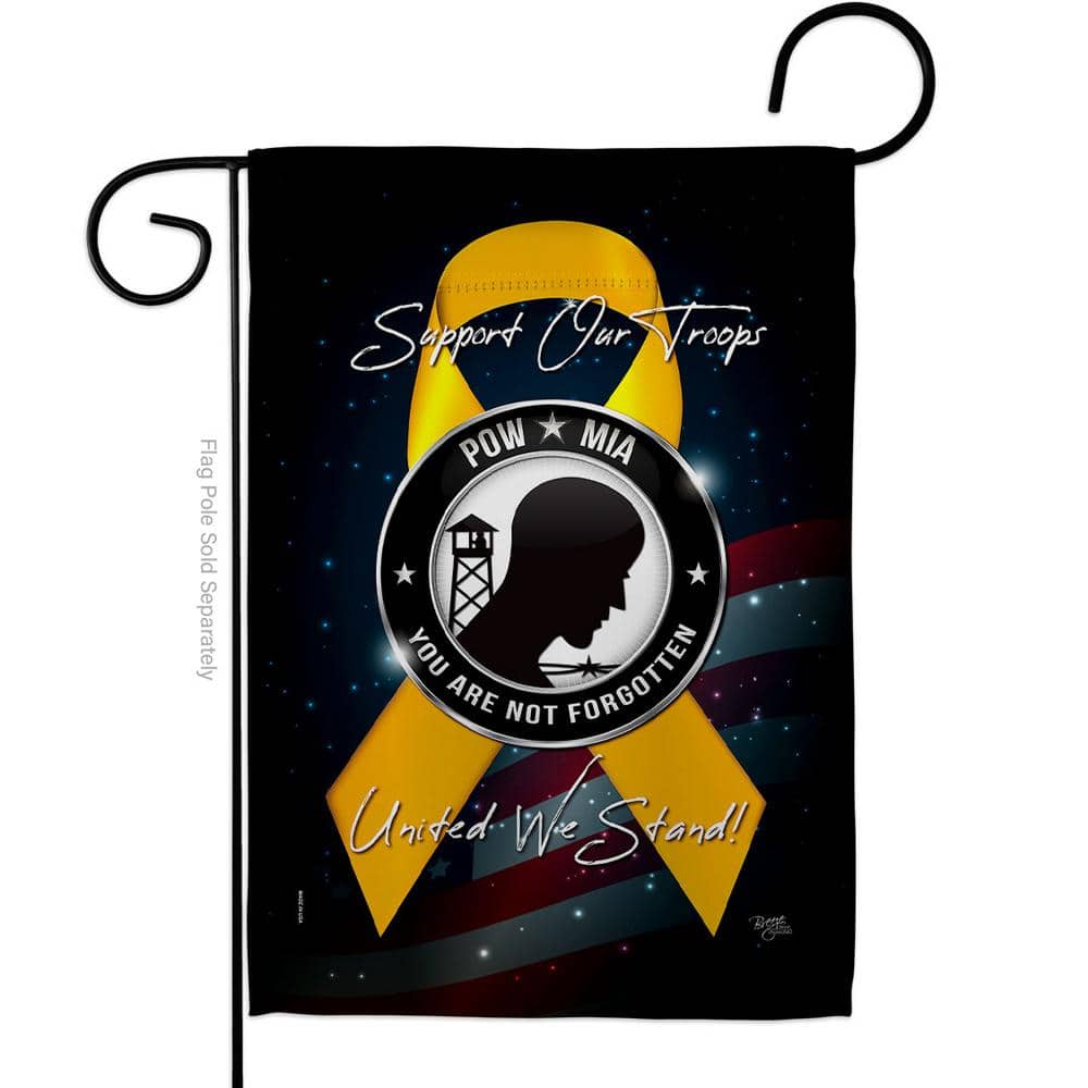 Breeze Decor 13 in. x 18.5 in. Support POW MIA Garden Flag Double-Sided Armed Forces Decorative Vertical Flags