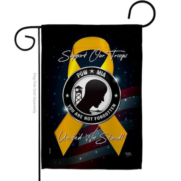 Breeze Decor 13 in. x 18.5 in. Support POW MIA Garden Flag Double-Sided Armed Forces Decorative Vertical Flags