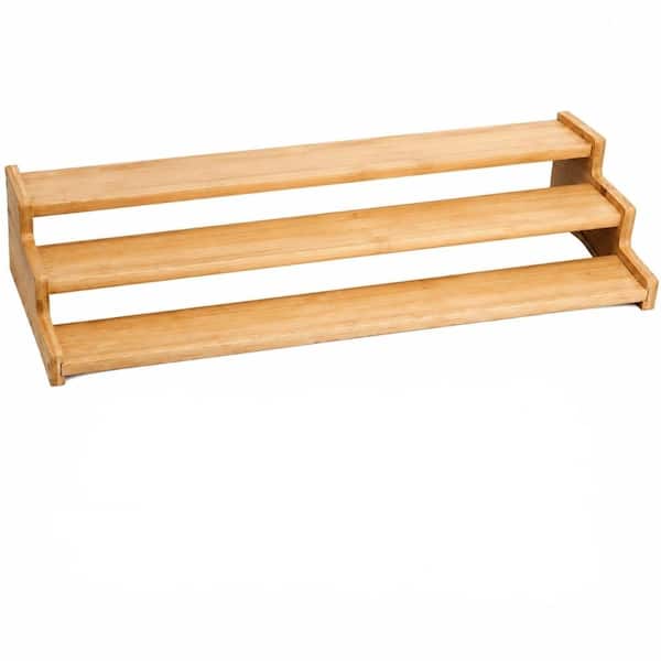 18 in Bamboo Tiered Countertop and Cabinet Organizer Rack for Jars and Spice Bottles Spice Jar & Rack Set
