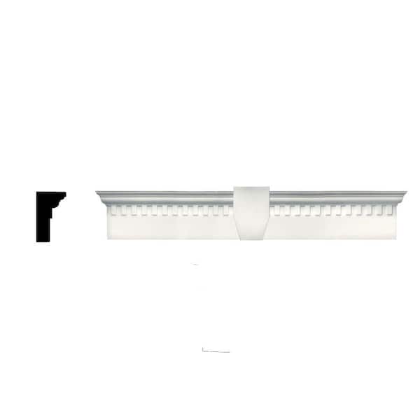 Builders Edge 6 in. x 37 5/8 in. Classic Dentil Window Header with Keystone in 123 White