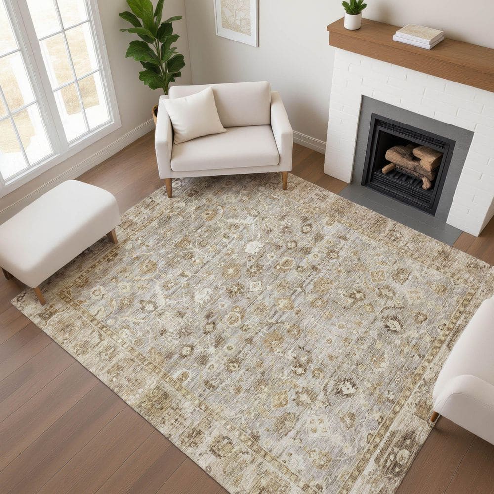 Mayfield Premium Machine Washable Abstract AMF1772 Taupe 3 ft. x 5 ft. Area Rug price history on PriceWatchPro