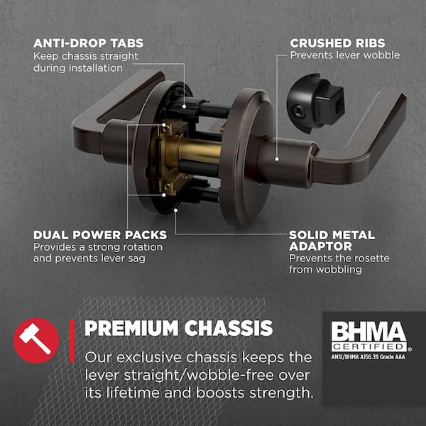 Kwikset Prava Poignée De Porte Intérieure Moletée Avec Serrure, Levier