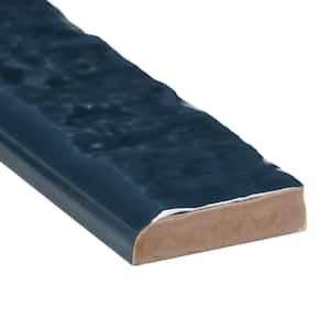 Virtuo Sapphire Blue 1.45 in. x 9.21 in. Polished Crackled Ceramic Bullnose Tile Trim