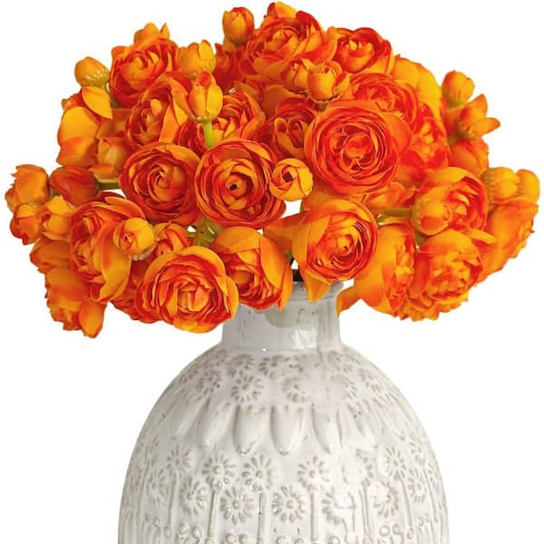 Fake Orange Roses 11 in. Orange Indoor/Outdoor Artificial Rose Flower (18 Pcs) UMDW113 ...