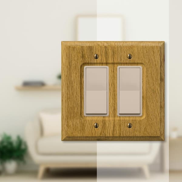 Carson 2 Gang Rocker Wood Wall Plate - Light Oak