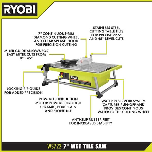 4.8 -Amps 7 in. Blade Corded Tabletop Wet Tile Saw