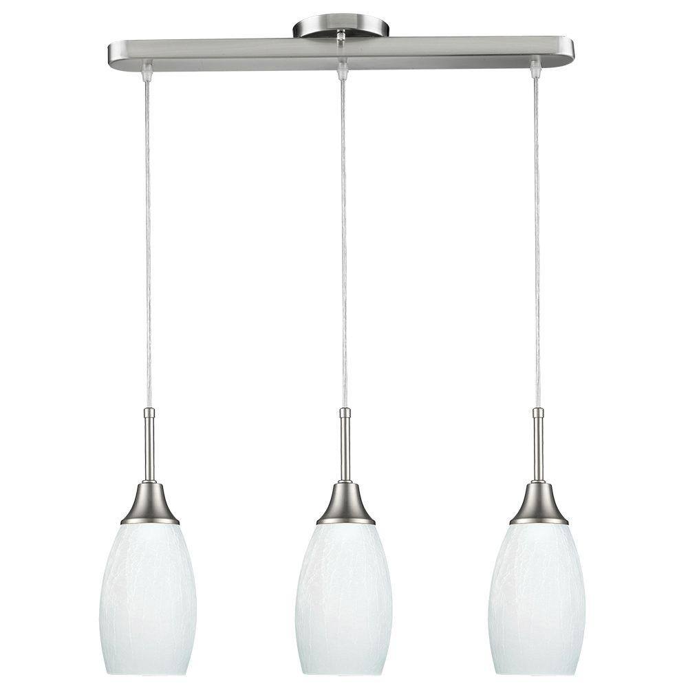 Peak 3-Light Nickel and White Pendant