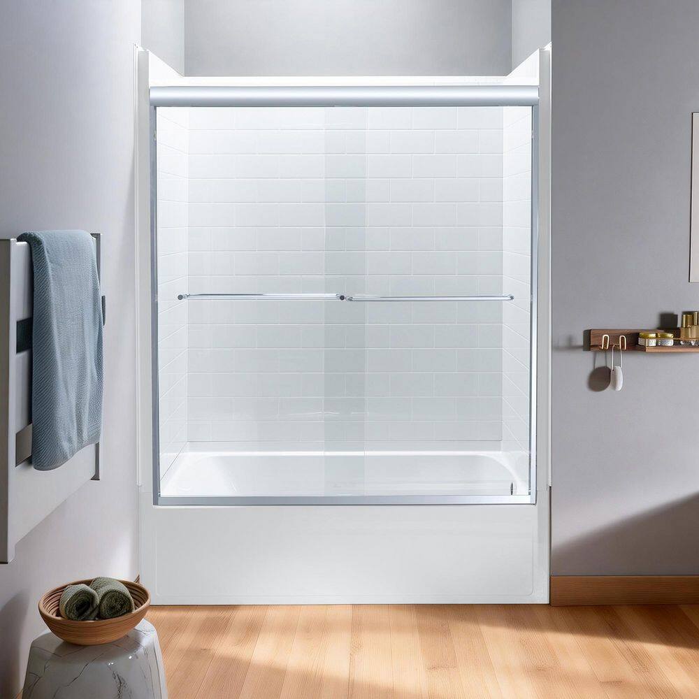 56-60 in. W x 60 in. H Double Sliding Framed Tub Door in Chrome Finish with 1/4 in. Clear Glass price history on PriceWatchPro