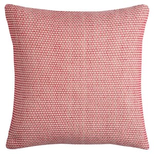 Red/Ivory Geometric Woven Pattern Cotton Poly Filled 22 in. x 22 in. Decorative Throw Pillow