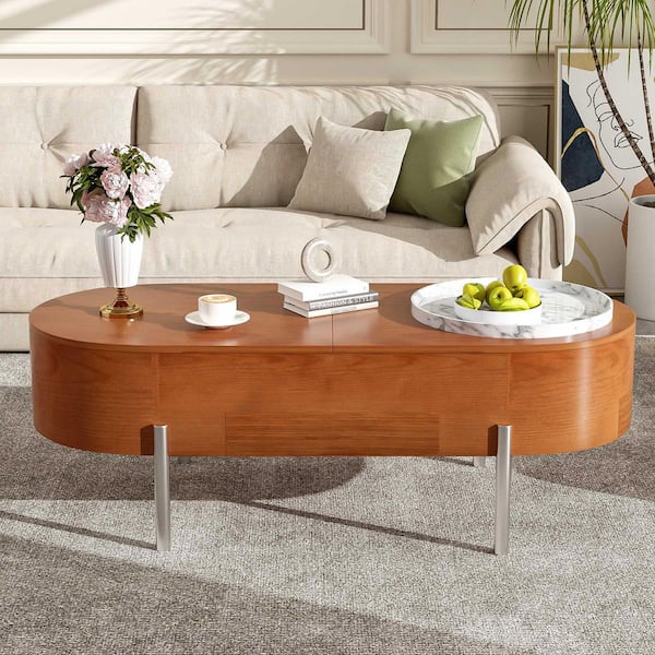 Polibi 47.2 in. Brown Square MDF Coffee Table with Lift Top