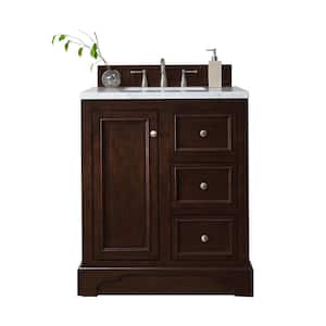 De Soto 31.3 in. W x 23.5 in.D x 36.3 in.H Single Bath Vanity in Burnished Mahogany w/ Solid Surface Top in Arctic Fall