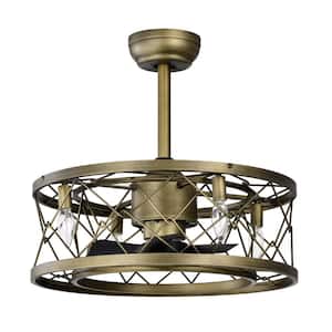 20.47 in. Indoor Bronze Antique Cage Ceiling Fan with Light with Remote Control (5-Blades)