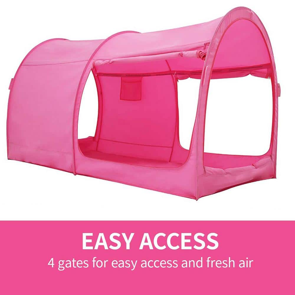 Full Size Pink Polyester Indoor Bed Tent Canopy