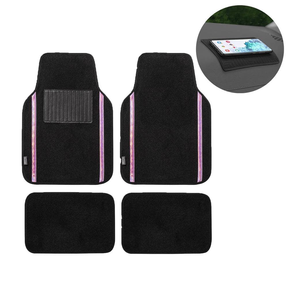 FH Group Galaxy13 Metallic Stripe NonSlip Carpet Floor Mats Full Set