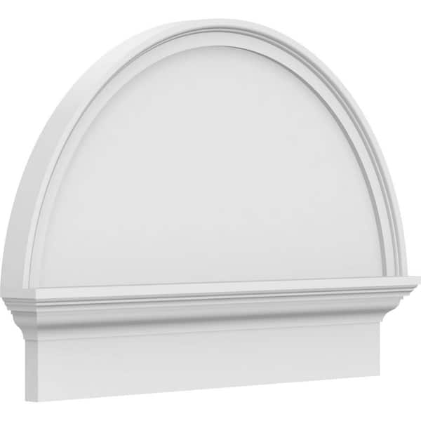 Ekena Millwork 2-3/4 in. x 28 in. x 20-3/4 in. Half Round Smooth Architectural Grade PVC Combination Pediment Moulding