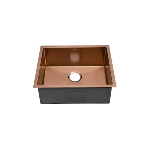 Swiss Madison Rivage Rose Gold Stainless Steel 23 in. Single Bowl Undermount Kitchen Sink