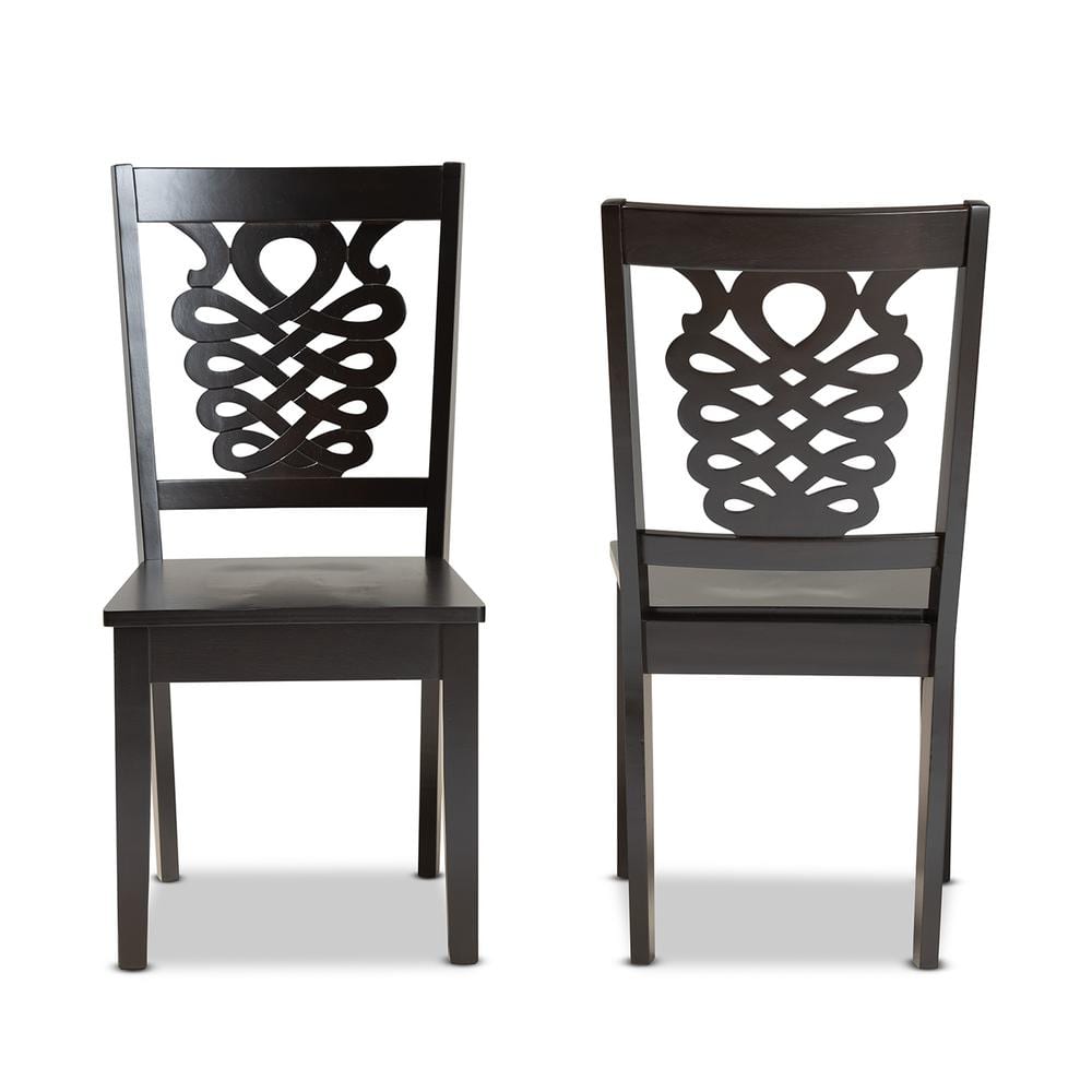 Baxton Studio Gervais Dark Brown Solid Wood Dining Chair Set of 2