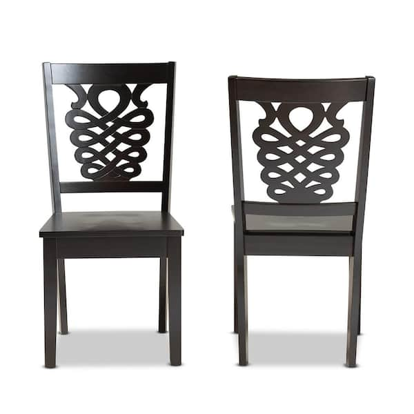 Baxton Studio Gervais Dark Brown Solid Wood Dining Chair Set of 2