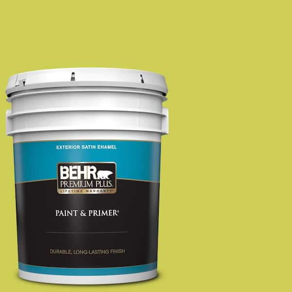 BEHR PREMIUM PLUS 5 gal. #400B-5 Grape Green Satin Enamel Exterior Paint & Primer