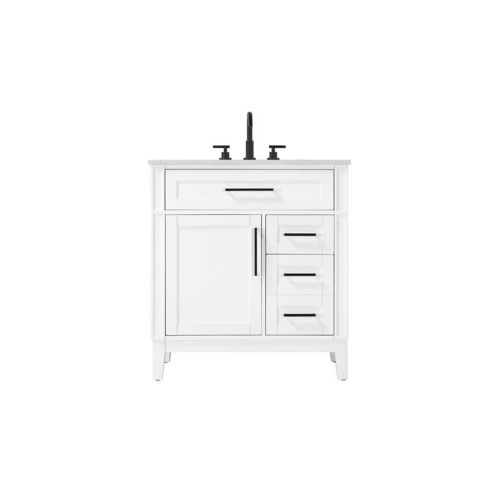 32 in. Single Sink Freestanding White Bath Vanity with Marble White Engineered Marble Top price history on PriceWatchPro