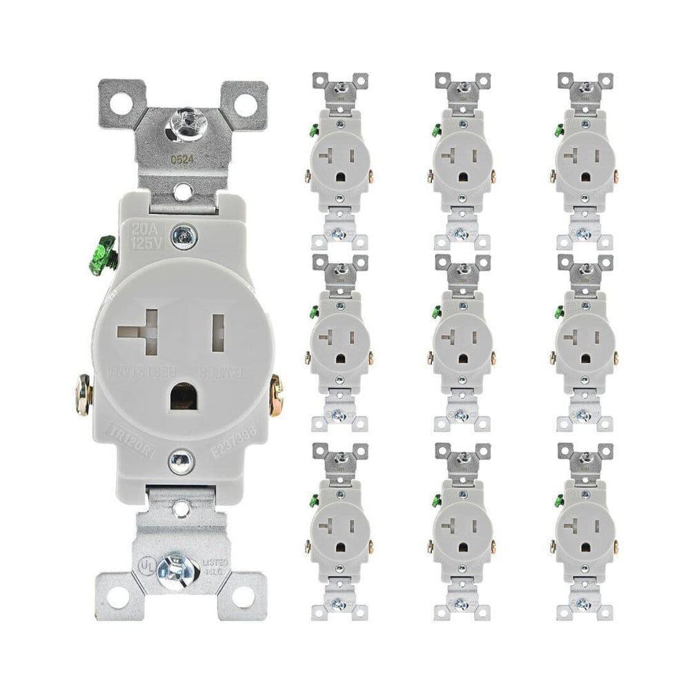 20 Amp 125-Volt Tamper Resistant Single Receptacle Outlet, White 10-Pack (TR120R-WH-10) price history on PriceWatchPro