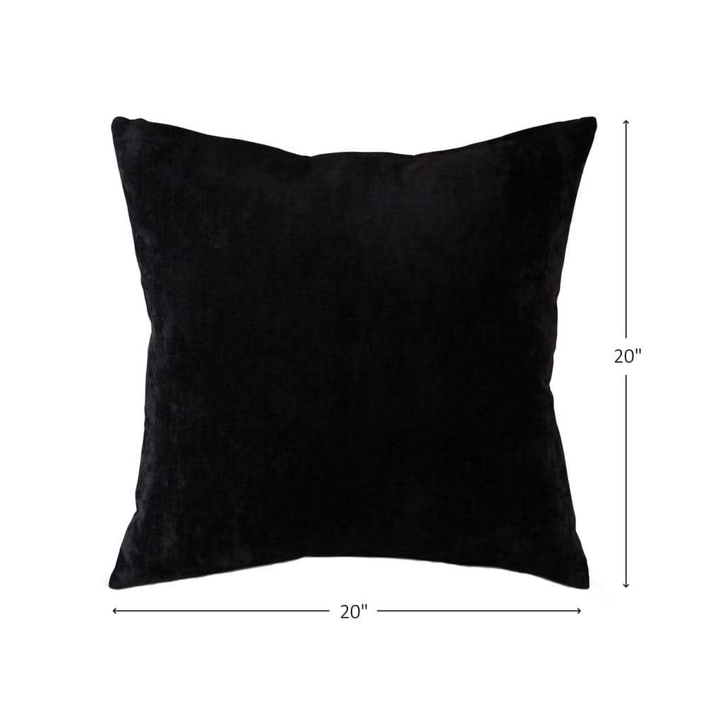Sable Black Velvet 20-Inch Square Throw Pillow