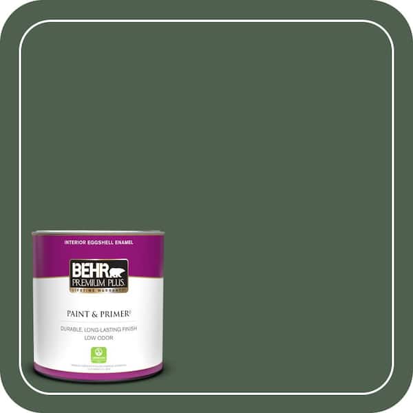 BEHR PREMIUM PLUS 1 qt. #450F-7 Hampton Green Eggshell Enamel Low Odor Interior Paint & Primer