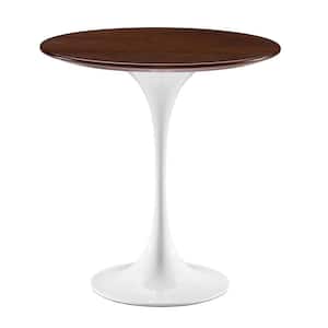 Lippa 20" MDF Tabletop Round Side Table in White Chevron