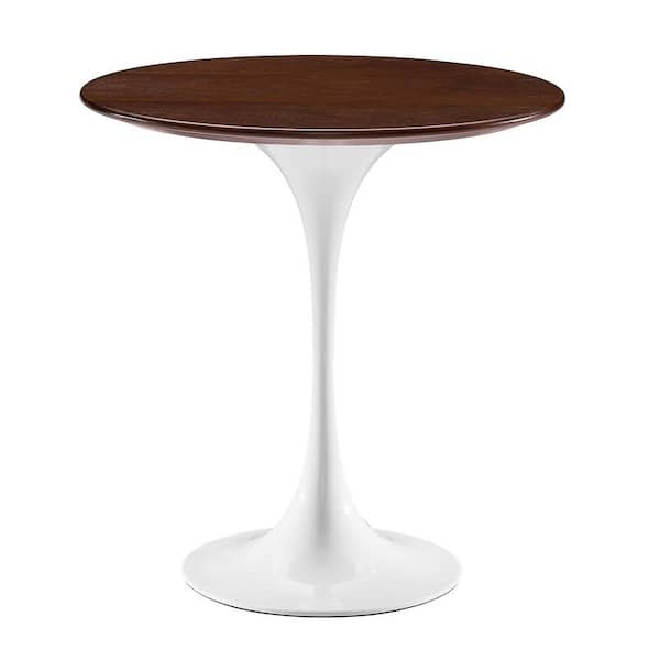 MODWAY Lippa 20" MDF Tabletop Round Side Table in White Chevron