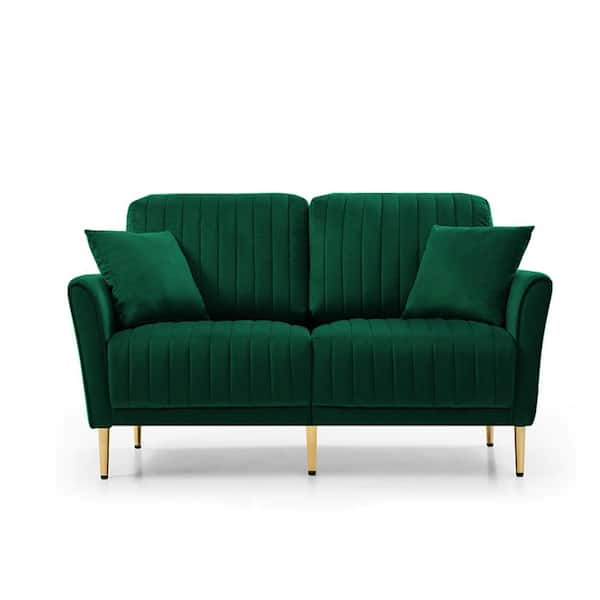 Unbranded Modern 57 in. Green Velvet 2-Seat Loveseats for Compact Living Space