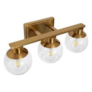 22 in. 3 Light Brass Vanity Light with Glass Shade
