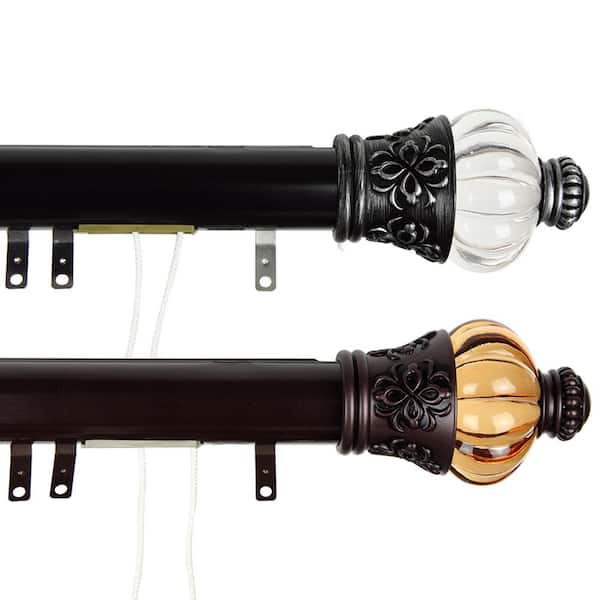 Rod Desyne 30 in. - 48 in. Royal Decorative Traverse Rod with Sliders in Cocoa