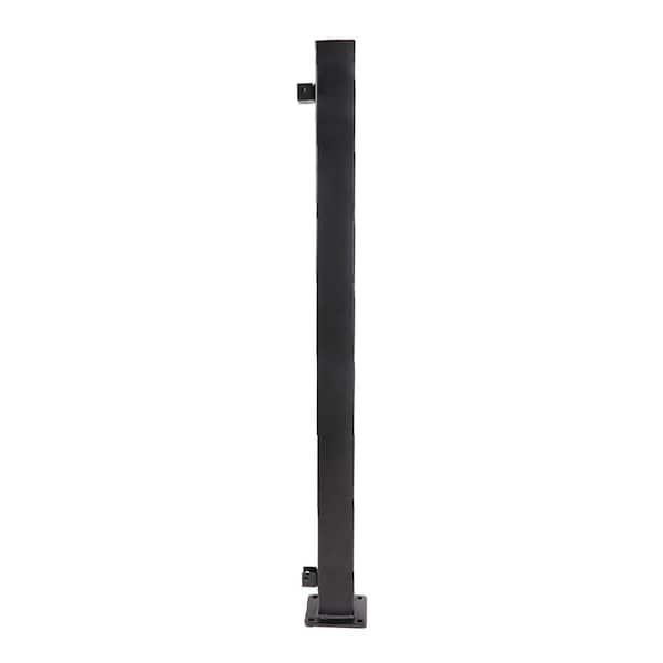 Fe26 2 in. x 2 in. x 39-1/2 in. Black Steel Railing End Post