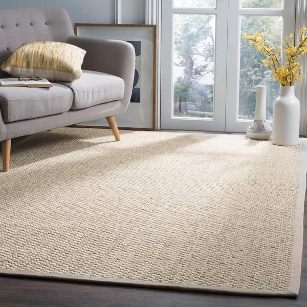 Natural Fiber Marble 8 ft. x 11 ft. Border Area Rug